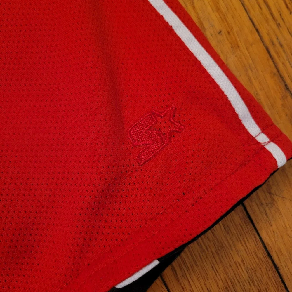 Starter Athletic Basketball Shorts Black Red White Reversible Pockets XXL DAZZLE